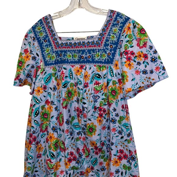 Expressions Catalogue as new blue French Provencal floral print mumu M India - Picture 4 of 5